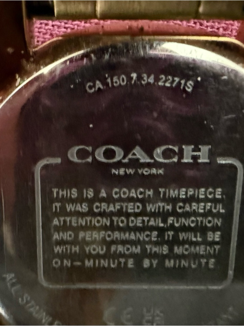 COACH Gold-Tone Women's Watch with Mother-of-Pearl Dial and Crystal Accents - Picture 4 of 4